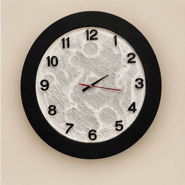 Handmade Moon Wall Clock with LED Backlight, 24 Inch